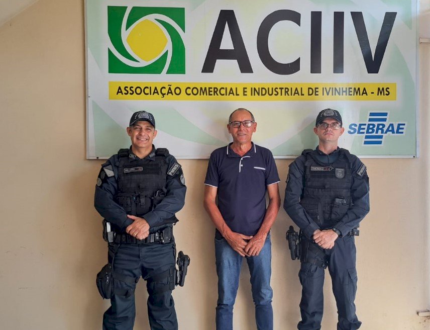Ivinhema - Presidente da ACIIV recebe visita de Coronel do CPA-5 e o novo Comandante da PM de Ivinhema
