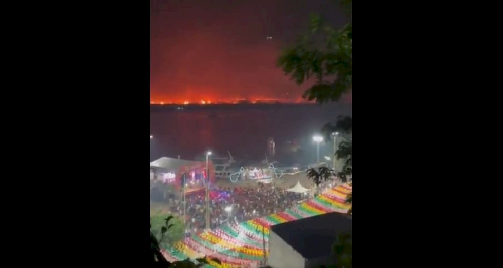 Muralha de fogo\' no Pantanal assusta em meio às festividades do Banho de São João em Corumbá
