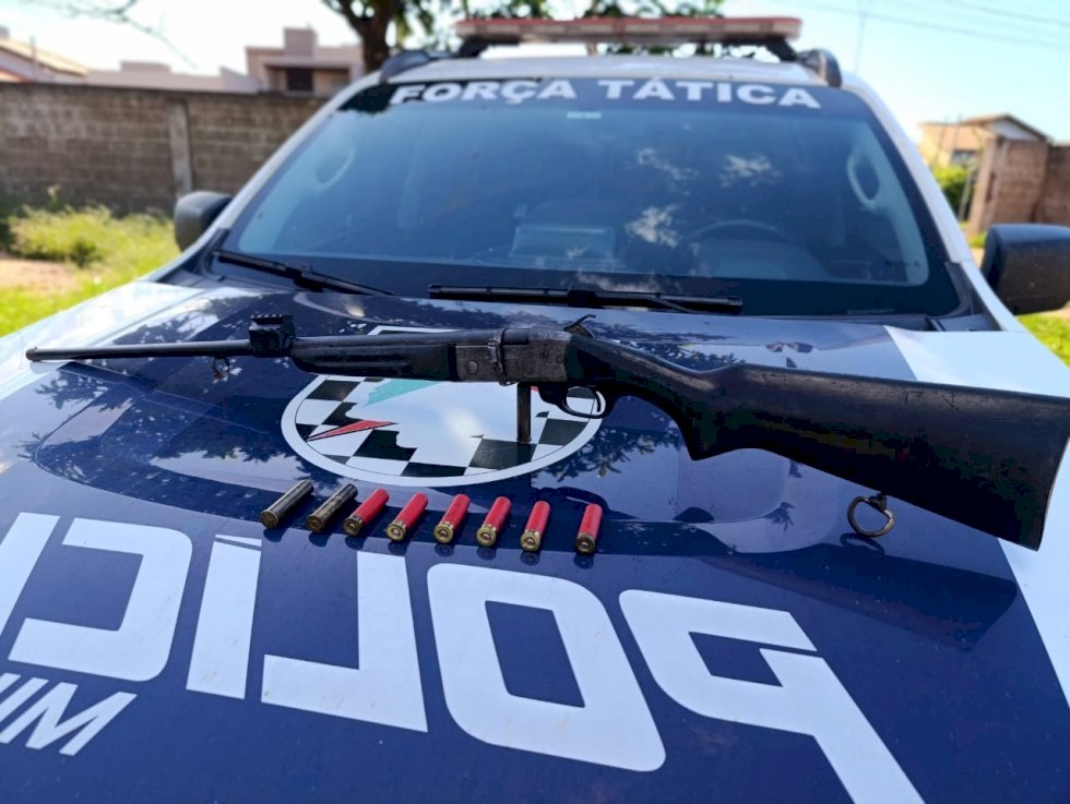 Ivinhema - Polícia Militar apreende espingarda e munições em área rural
