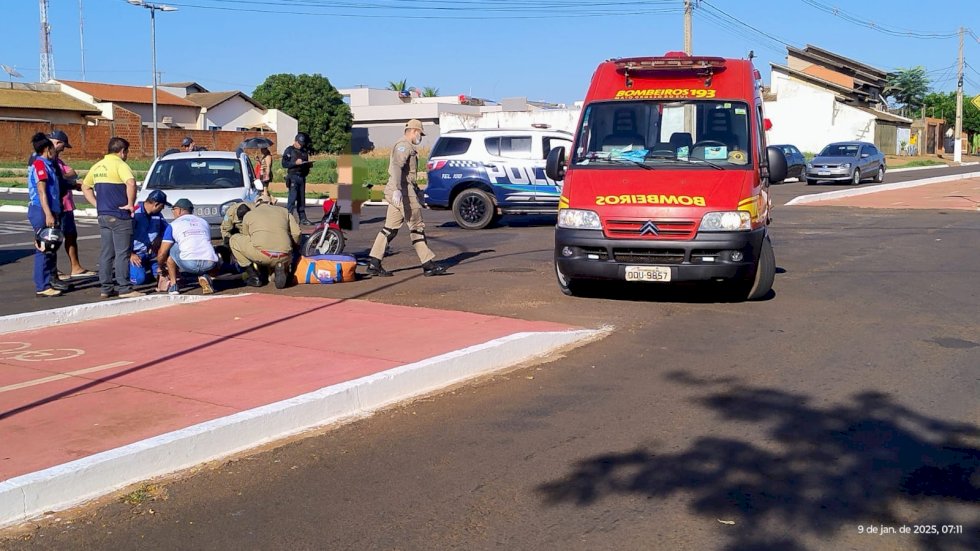 Ivinhema - Acidente envolvendo moto e carro, deixa uma vítima ferida