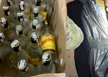 Caminhoneiro é flagrado com quase 1 tonelada de garrafas para falsificação de whisky na BR-262