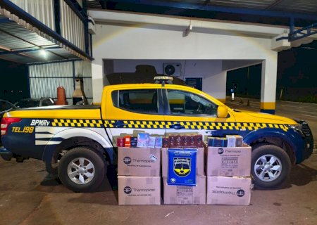 PMR apreende nova carga de perfumes irregulares transportada por caminhão frete em Nova Andradina