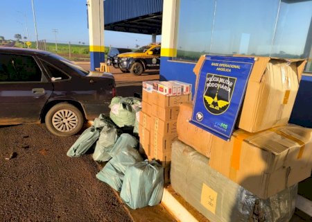 Angélica - PMR apreende perfumes, brinquedos e cigarros contrabandeados na MS -145
