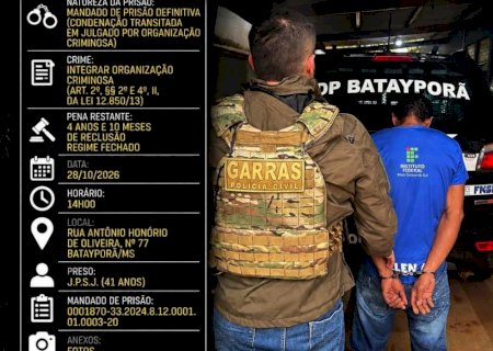 Bataypoã: Policia Civil cumpre de mandado de prisão definitiva um homem de 41 anos, condenado definitivamente pelo crime de integrar organização criminosa armada