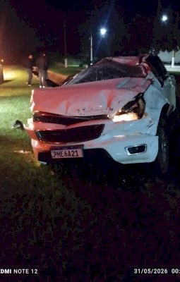 Ivinhema - Motorista fica ferido após capotamento na MS-141, em frente ao Elegance Eventos