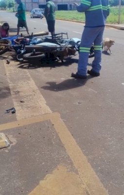 Angélica: acidente entre duas motos em frente à Delegacia de Polícia Civil deixa duas pessoas gravemente feridas