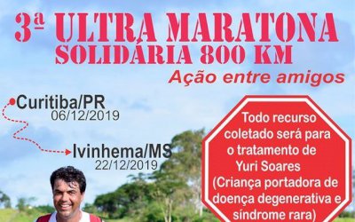 Pela terceira vez, Ivinhema será o ponto final de ultra maratona beneficente de 800 km correndo a pé