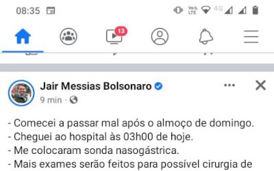 Bolsonaro é levado de madrugada a hospital em São Paulo