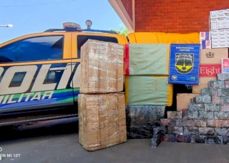 Polícia Militar Rodoviária  apreende mercadorias contrabandeadas na MS -379